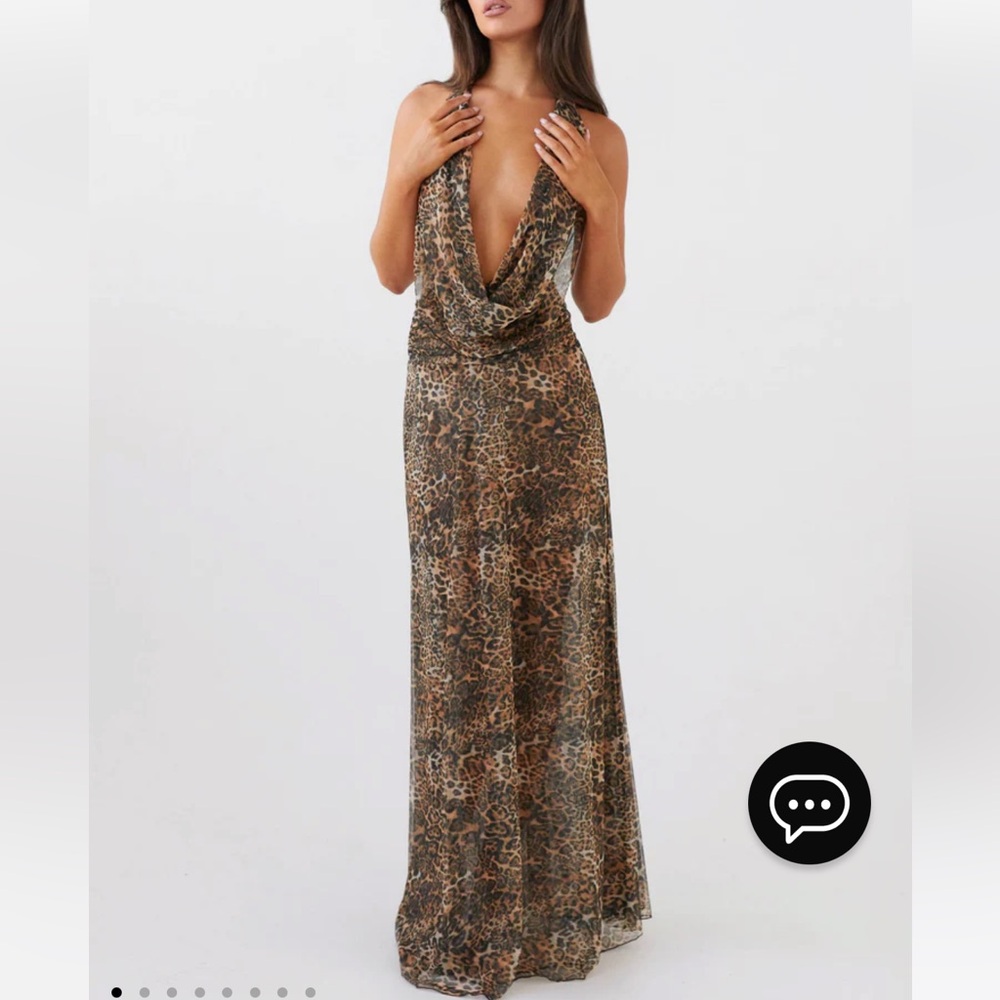 Peppermayo Elysia Mesh Maxi Dress - Leopard